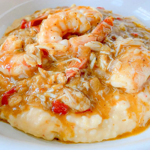 Charleston Shrimp And Grits With Crab Gravy