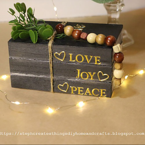 DIY Stacked Wood Books
